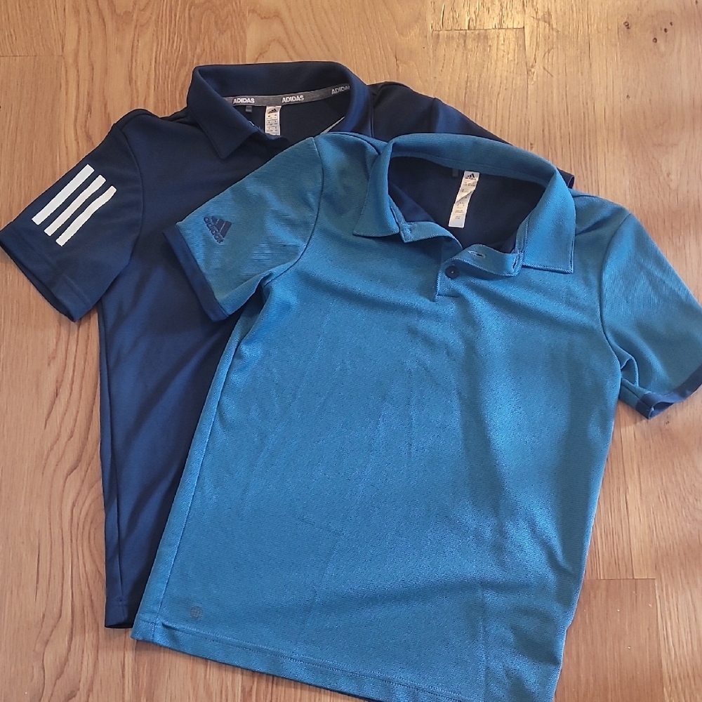 Adidas Kids' Navy and Teal Polo Shirt Duo